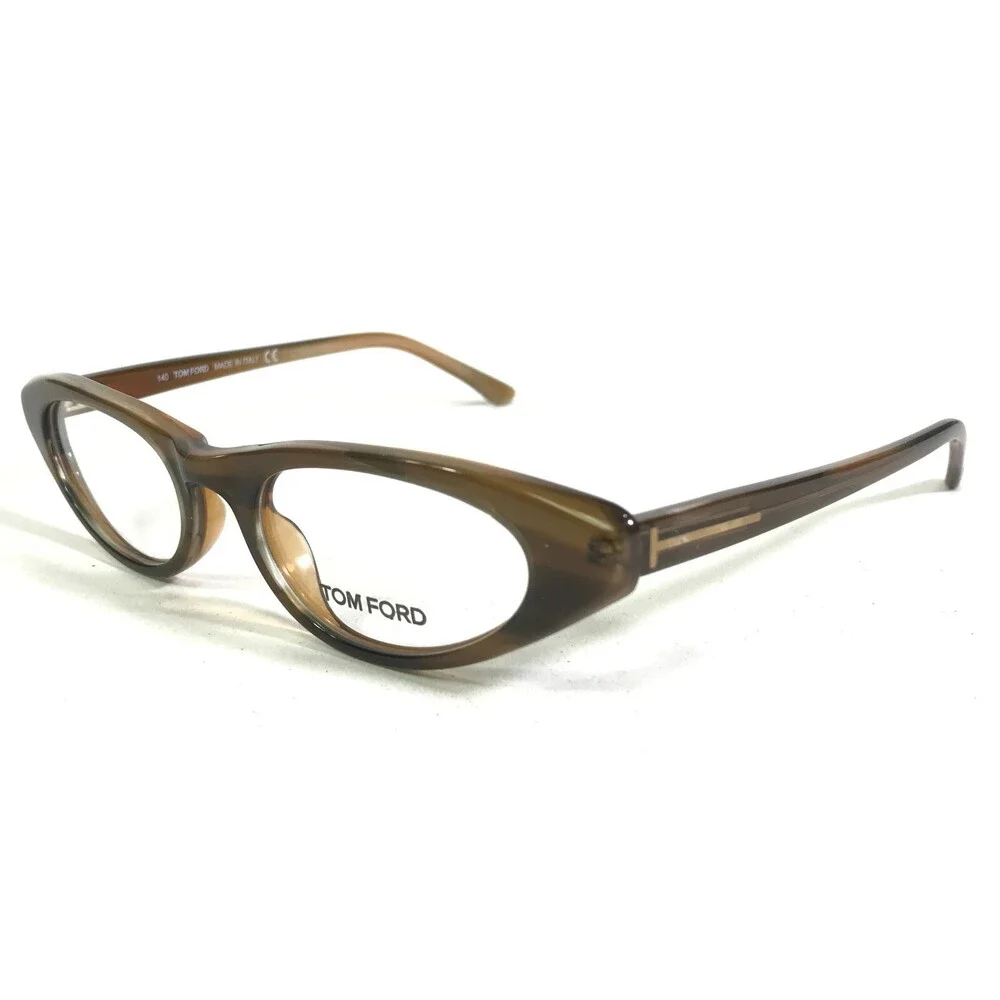 Tom Ford Eyeglasses Frames TF5120 095 Dark Clear Brown Round Full Rim 47-17-140